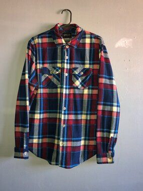 Valor Collective Flannel Shirt Mens Multicolor Plaid Fleece Shacket Small